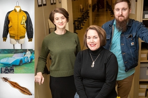 Pictured are three members of Appalachian State University’s Special Collections staff: Anna Smith, archives processing assistant, left; Kim Sims, coordinator of special collections and university archivist, center; and Trevor McKenzie ’10 ’12, manuscript processing assistant. Photo by Marie Freeman
